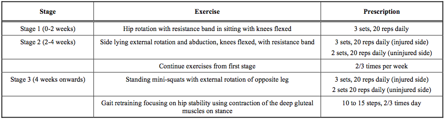 Rehabilitation Programme for Iliopsoas Syndrome (adapted from Johnston et al. 1998) [3, 13 (Level of evidence: 1A)