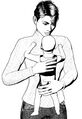 Prone on caregiver's chest