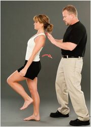 Demonstration of one leg hyperextension manoeuvre