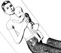 Prone on caregiver's chest