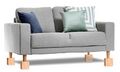 Couch with furniture risers in place